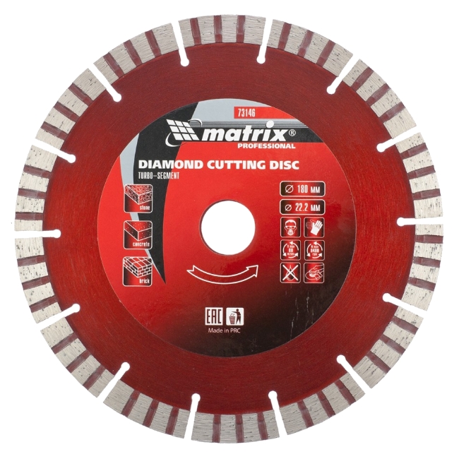 Диск алмазный отрезной сегментный MATRIX Турбо 180 х 22,2 мм, сухая резка Диск алмазный отрезной сегментный MATRIX Турбо 180 х 22,2 мм, сухая резка