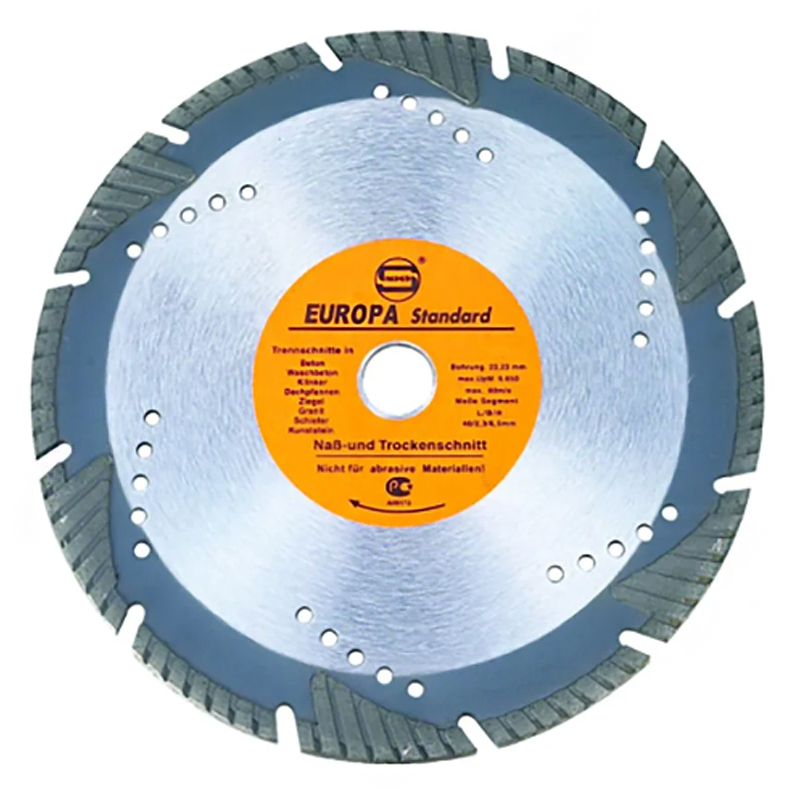 Диск алмазный отрезной STRONG 230/22.23/10 турбо-сегмент перфорированный Диск алмазный отрезной STRONG 230/22.23/10 турбо-сегмент перфорированный