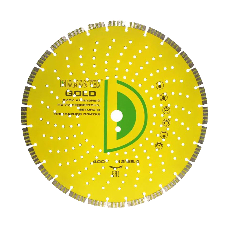 Алмазный диск сегментный Diamaster GOLDEN TYPE 400x25,4x4x12 мм | 26z (/железобетон) Алмазный диск сегментный Diamaster GOLDEN TYPE 400x25,4x4x12 мм | 26z (/железобетон)