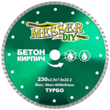 Диск алмазный турбо Messer DIY 230 мм (бетон, кирпич) Диск алмазный турбо Messer DIY 230 мм (бетон, кирпич)