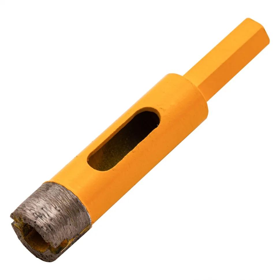 Сверло алмазное по керамограниту Denzel 14 мм, мокрая резка, трехгранный хвостовик Сверло алмазное по керамограниту Denzel 14 мм, мокрая резка, трехгранный хвостовик