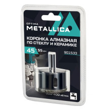 Коронка алмазная METALLICA Optima 45x55 мм, #80, по стеклу, плитке, 1 шт, в блистере. Коронка алмазная METALLICA Optima 45x55 мм, #80, по стеклу, плитке, 1 шт, в блистере.