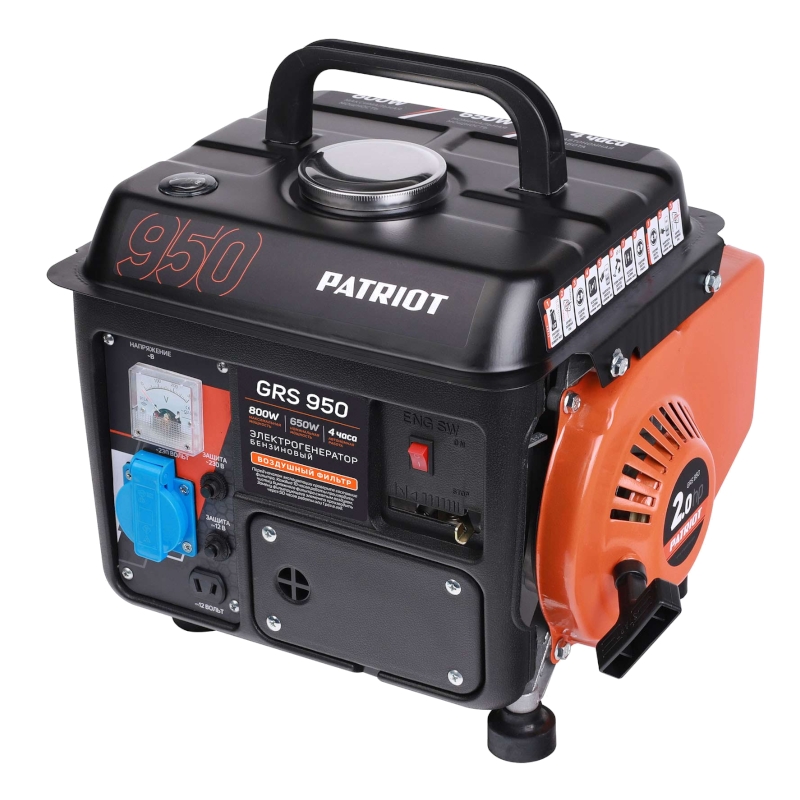 Генератор бензиновый PATRIOT GRS 950, 2лс, 800Вт, объем 4.2л Генератор бензиновый PATRIOT GRS 950, 2лс, 800Вт, объем 4.2л