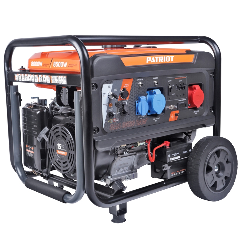 Генератор бензиновый PATRIOT GRA 8500 DAW, 15лс, 8500Вт, объем 25л Генератор бензиновый PATRIOT GRA 8500 DAW, 15лс, 8500Вт, объем 25л