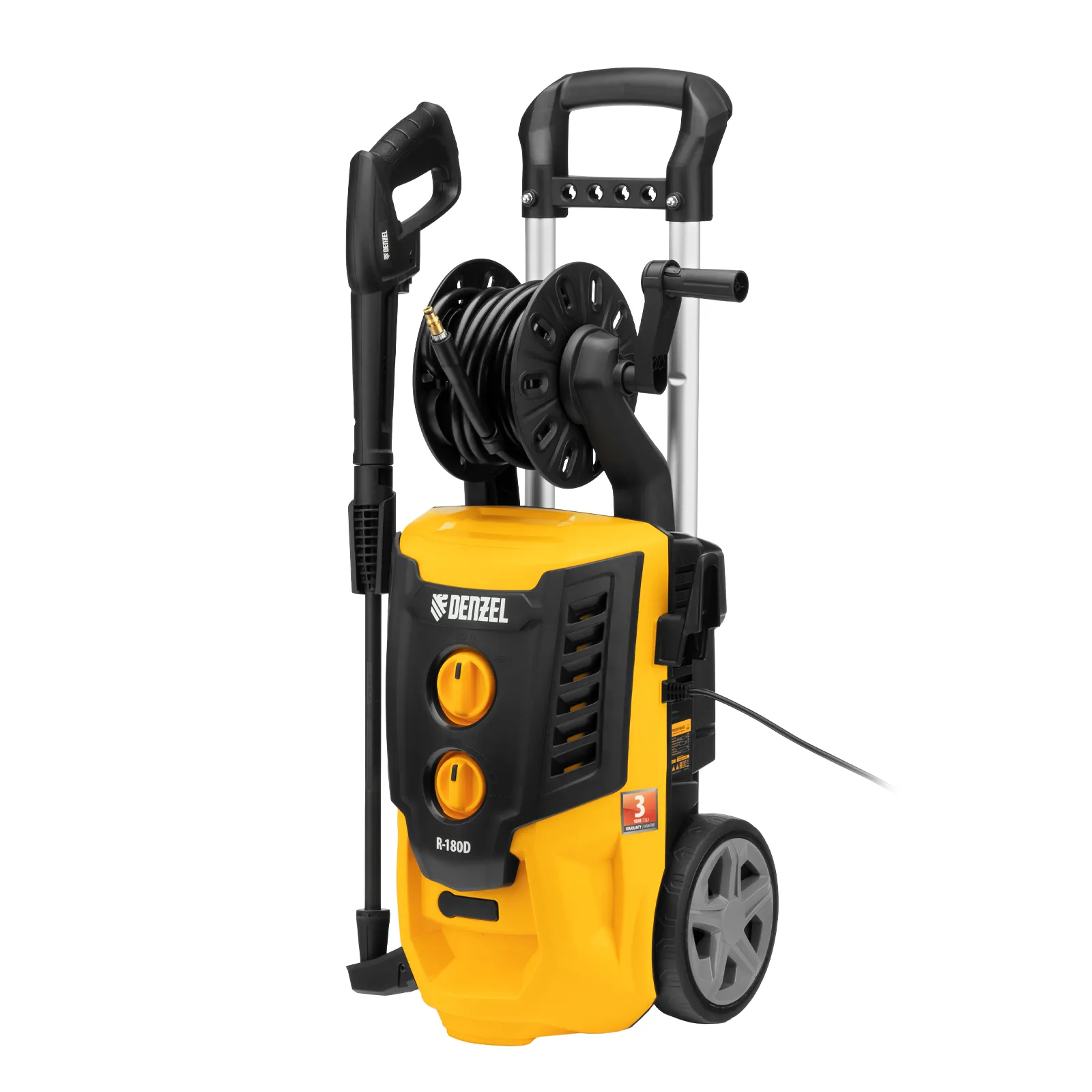 Мойка высокого давления Denzel R-180D, 2200 Вт, 180 бар, 380 л/ч, с барабаном Мойка высокого давления Denzel R-180D, 2200 Вт, 180 бар, 380 л/ч, с барабаном