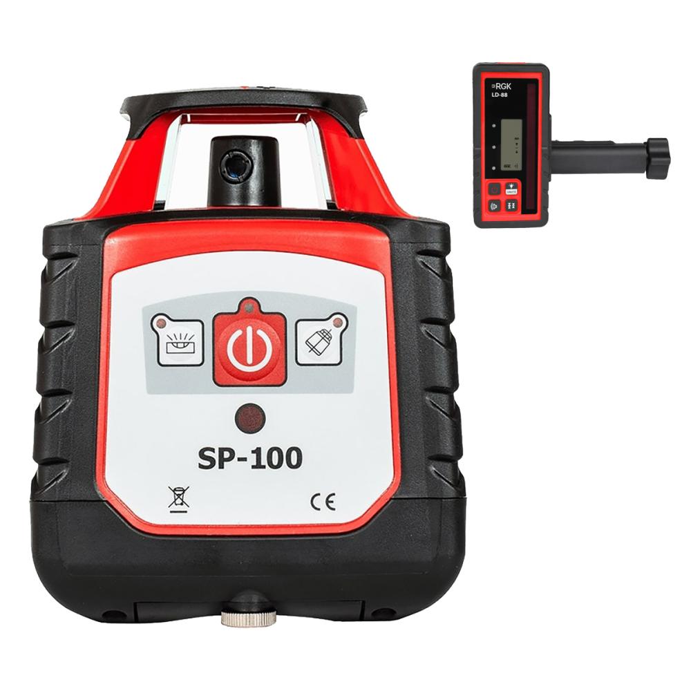 Комплект ротационный нивелир RGK SP-100 с калибровкой + миллиметровый приёмник излучения RGK LD-88