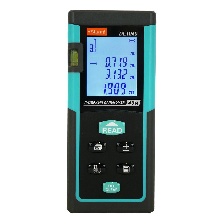 Дальномер лазерный 0,05-40м, LCD дисплей, встроенный уровень, чехол, Sturm! Дальномер лазерный 0,05-40м, LCD дисплей, встроенный уровень, чехол, Sturm!