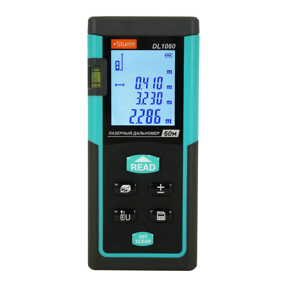 Дальномер лазерный, 0.05-60м, LCD дисплей, встроенный уровень, чехол, Sturm! Дальномер лазерный, 0.05-60м, LCD дисплей, встроенный уровень, чехол, Sturm!