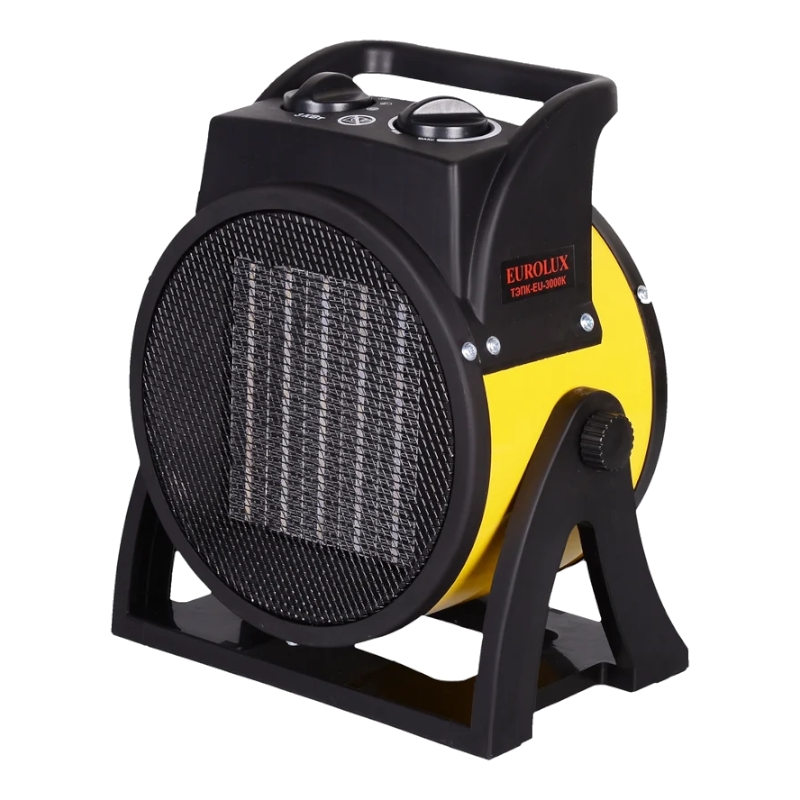 Тепловая электрическая пушка Eurolux ТЭПК-EU-3000K керамический нагревательный элемент, круглая Тепловая электрическая пушка Eurolux ТЭПК-EU-3000K керамический нагревательный элемент, круглая