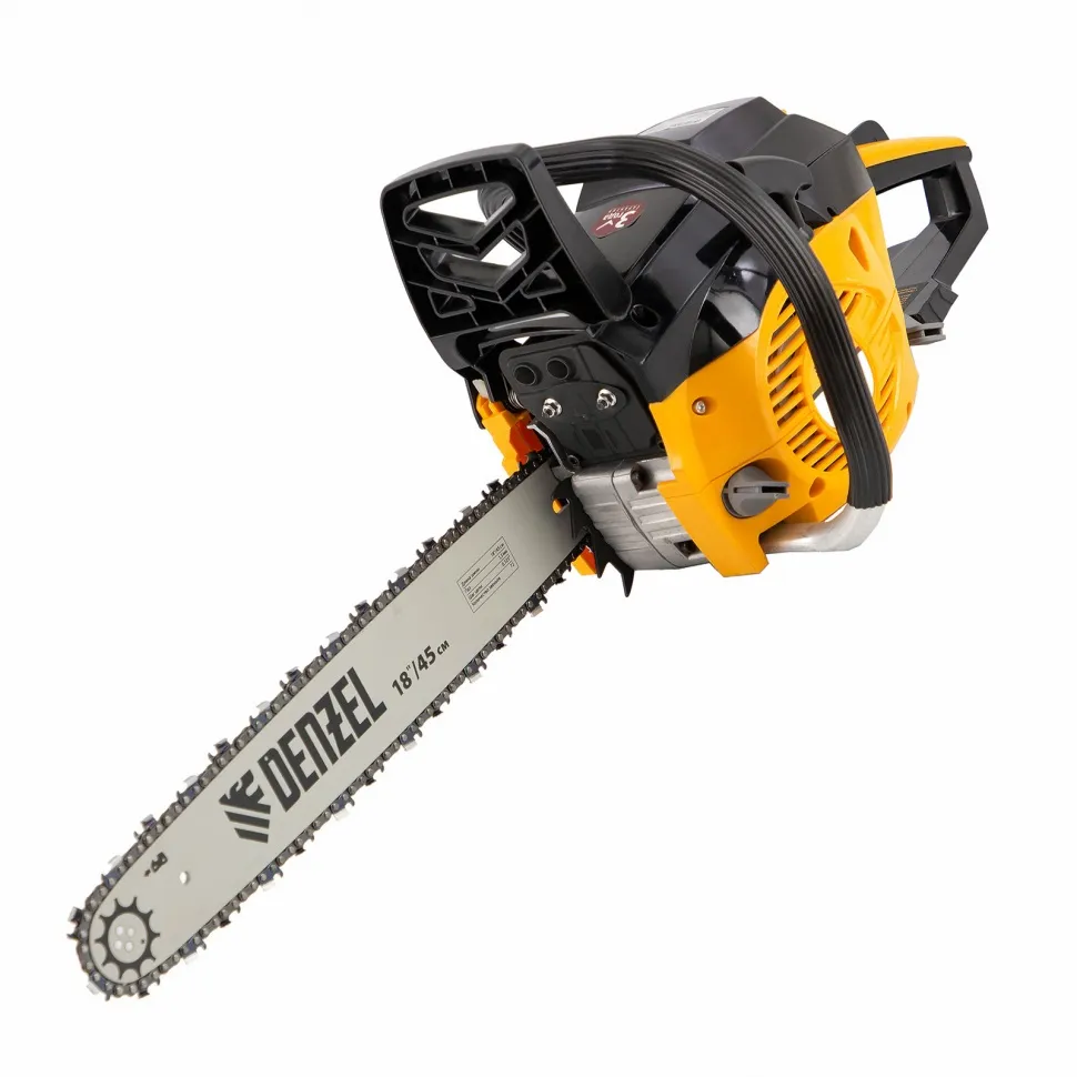 Пила цепная бензиновая Denzel DGS-5218, шина 45 см, 52 см3, 3.5 л.с, шаг 0.325, паз 1.5 мм, 72 звена Пила цепная бензиновая Denzel DGS-5218, шина 45 см, 52 см3, 3.5 л.с, шаг 0.325, паз 1.5 мм, 72 звена