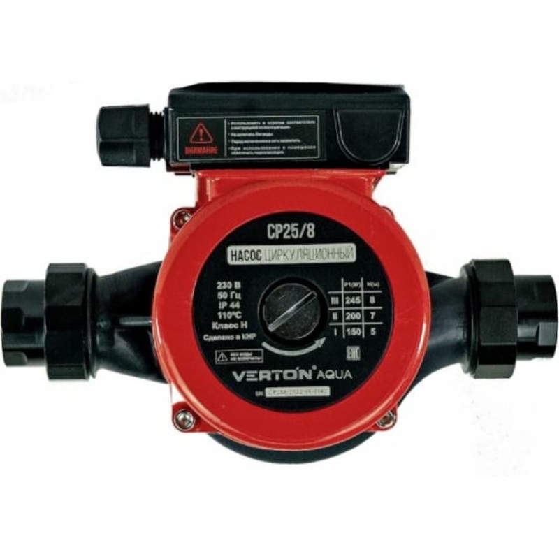 Циркуляционный насос Verton AQUA CP25/8 (245-200-150Вт,Qmax60-50-40л/мин,Hmax8-7-5,L180мм,подкл38мм) Циркуляционный насос Verton AQUA CP25/8 (245-200-150Вт,Qmax60-50-40л/мин,Hmax8-7-5,L180мм,подкл38мм)
