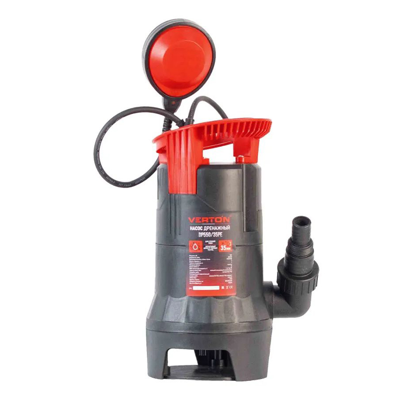 Дренажный насос для грязной воды Verton AQUA DP550/35PE(550Вт,Hmax-7м,190 л/мин,d.ч 35,пластик.корпу Дренажный насос для грязной воды Verton AQUA DP550/35PE(550Вт,Hmax-7м,190 л/мин,d.ч 35,пластик.корпу