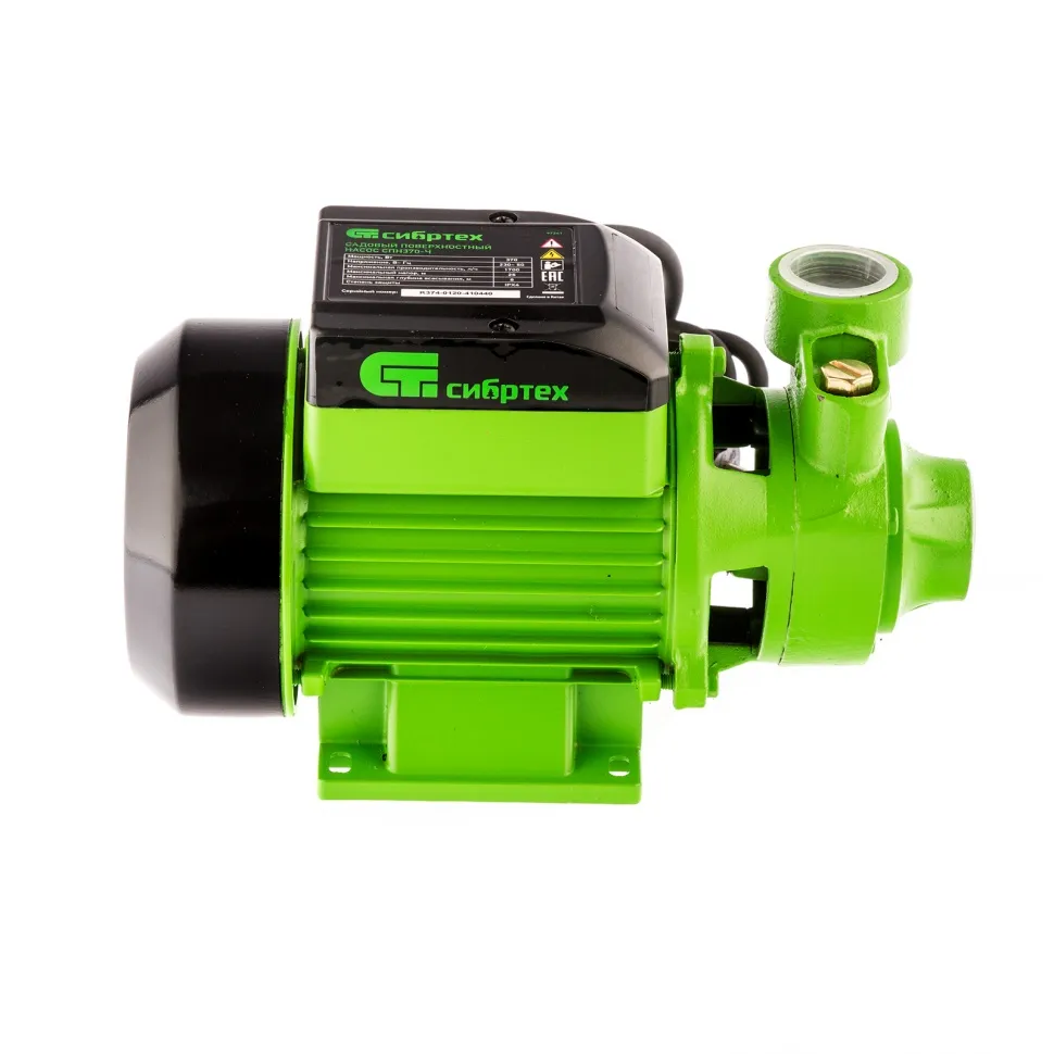 Садовый поверхностный насос Сибртех СПН370-Ч, 370 Вт, напор 25 м, 1700 л/ч, чугун Садовый поверхностный насос Сибртех СПН370-Ч, 370 Вт, напор 25 м, 1700 л/ч, чугун