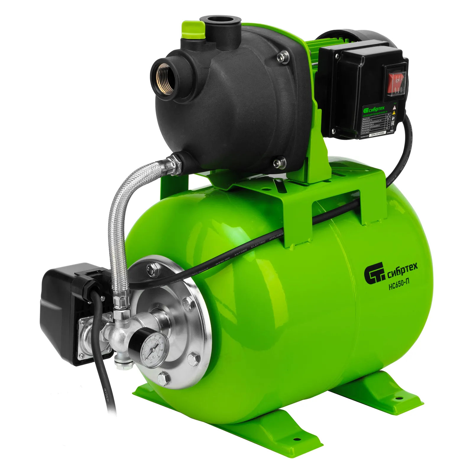 Насосная станция Сибртех НС650-П, 650 Вт, напор 37 м, 3200 л/ч, ресивер 19 л Насосная станция Сибртех НС650-П, 650 Вт, напор 37 м, 3200 л/ч, ресивер 19 л