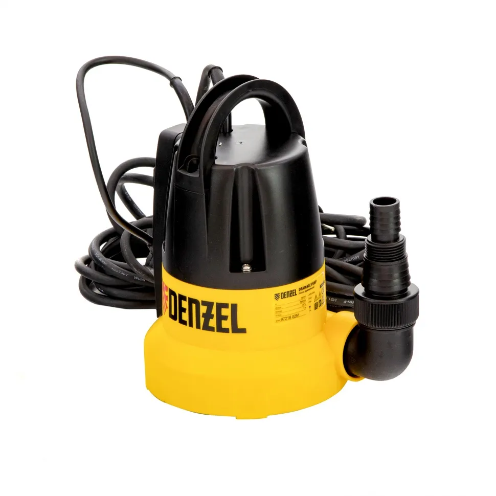 Дренажный насос Denzel DP500E, 500 Вт, подъем 7 м, 7000 л/ч