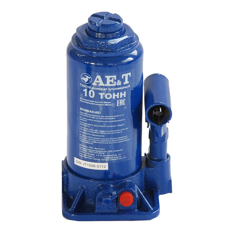 Домкрат бутылочный T20210 AE&T 10т Домкрат бутылочный T20210 AE&T 10т