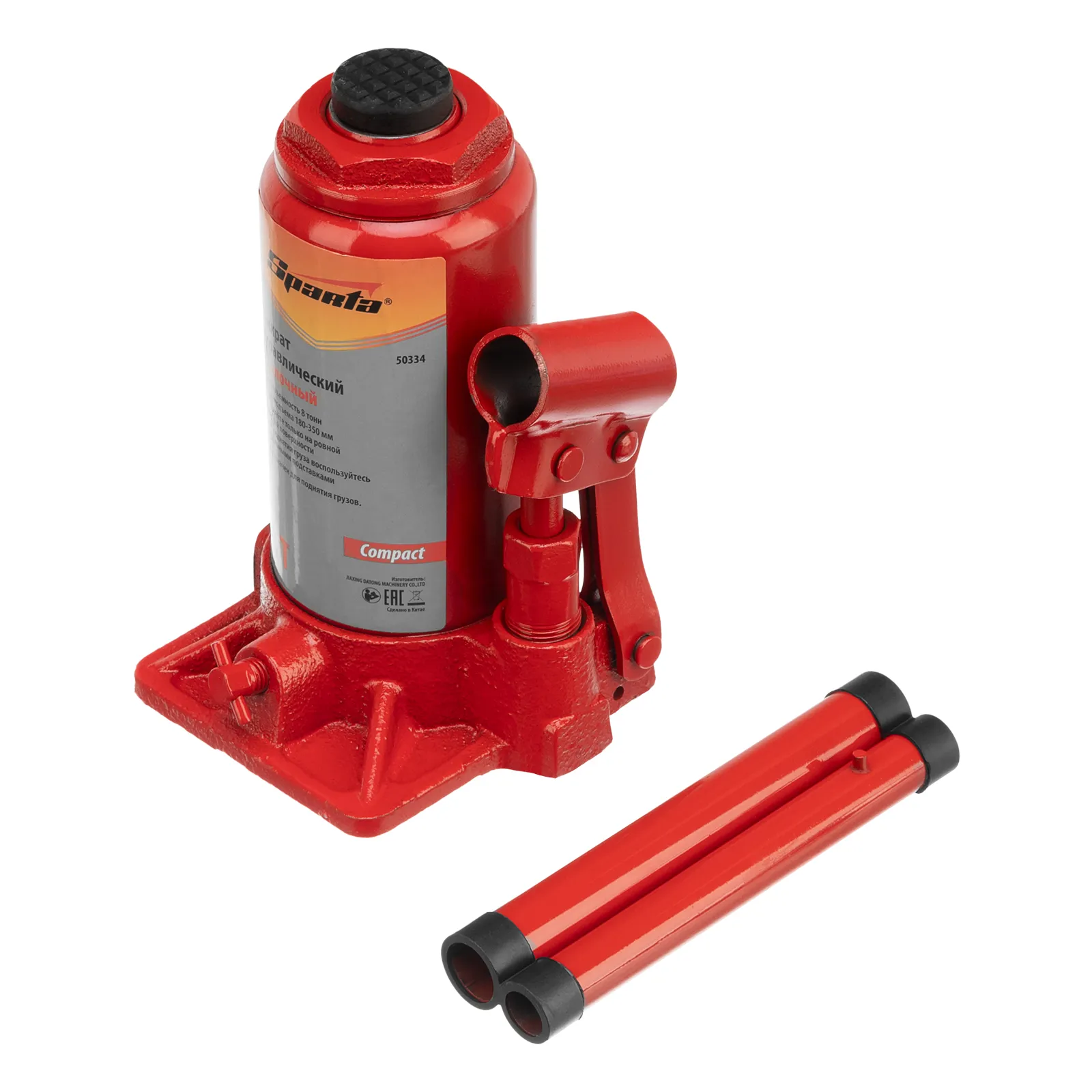 Домкрат гидравлический бутылочный 8 т, h подъема 180-350 мм Sparta Compact Домкрат гидравлический бутылочный 8 т, h подъема 180-350 мм Sparta Compact