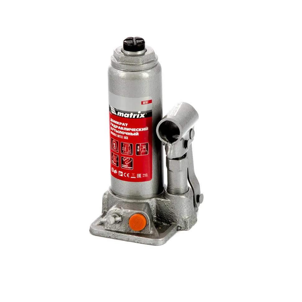 Домкрат гидравлический бутылочный, 2 т, h подъема 181-345 мм Matrix Домкрат гидравлический бутылочный, 2 т, h подъема 181-345 мм Matrix