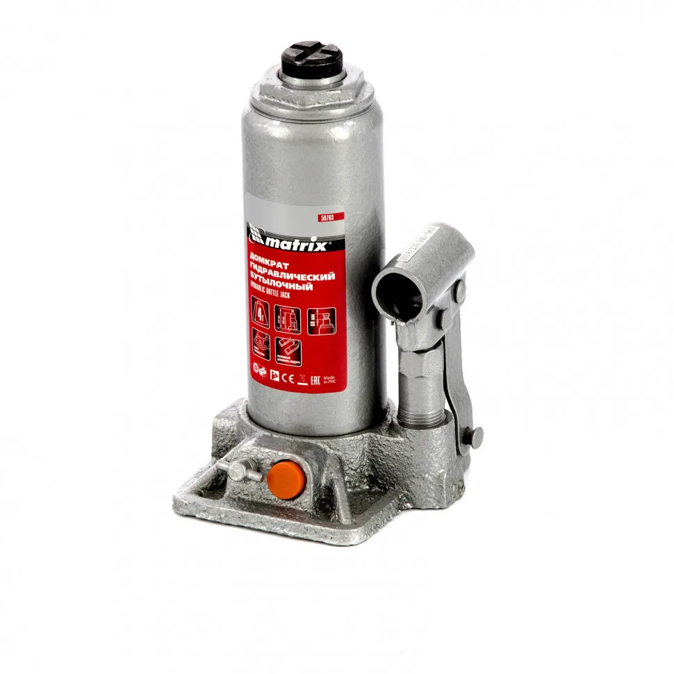Домкрат гидравлический бутылочный, 4 т, h подъема 194-372 мм Matrix Домкрат гидравлический бутылочный, 4 т, h подъема 194-372 мм Matrix