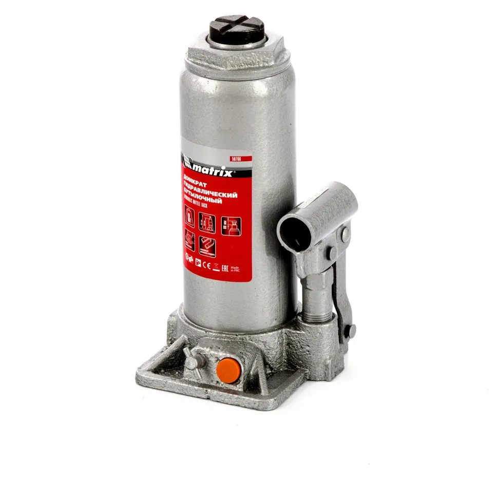 Домкрат гидравлический бутылочный, 8 т, h подъема 230-457 мм Matrix Домкрат гидравлический бутылочный, 8 т, h подъема 230-457 мм Matrix