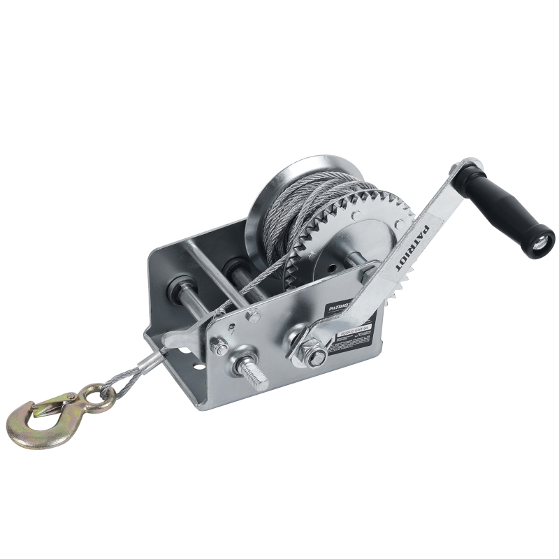 Лебедка ручная барабанная PATRIOT WH 1100B, усилие 1100 кг, трос 8м, переносная