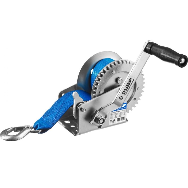 Лебедка ручная барабанная ЗУБР Профессионал 0,5 т 8 м (тяговая, ленточная) Лебедка ручная барабанная ЗУБР Профессионал 0,5 т 8 м (тяговая, ленточная)