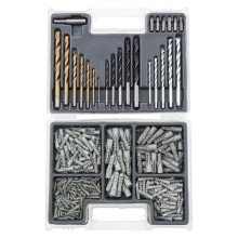 Набор сверл комбинированный: бетон 4-10 мм, металл 2-10 мм, дерево 4-10 мм, дюбеля, 300 предметов Набор сверл комбинированный: бетон 4-10 мм, металл 2-10 мм, дерево 4-10 мм, дюбеля, 300 предметов