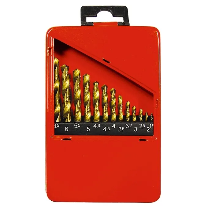 Набор нитридтитан. сверл по металлу, 1.5-6.5 мм (через 0.5 мм+3.2мм 4.8 мм), НSS, 13 шт Matrix Набор нитридтитан. сверл по металлу, 1.5-6.5 мм (через 0.5 мм+3.2мм 4.8 мм), НSS, 13 шт Matrix