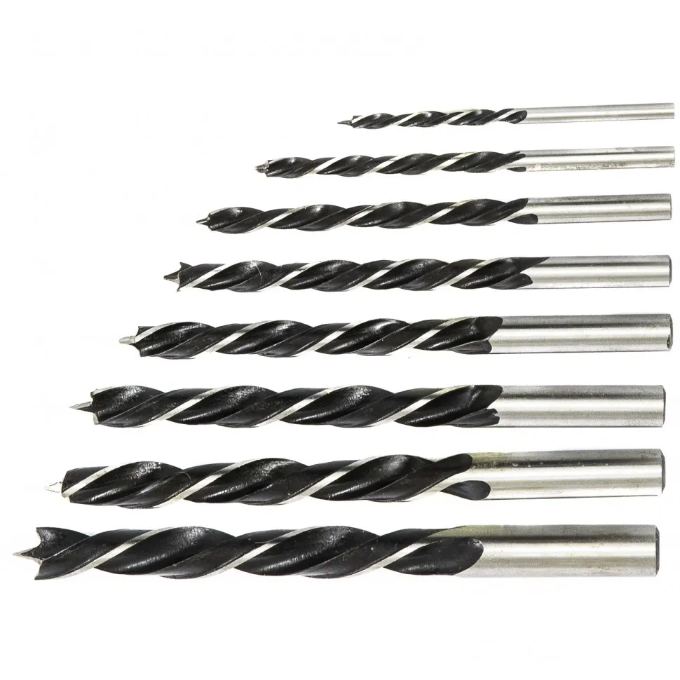 Набор сверл по дереву, 3-4-5-6-7-8-9-10 мм, 8 шт, цилиндрический хвостовик Сибртех Набор сверл по дереву, 3-4-5-6-7-8-9-10 мм, 8 шт, цилиндрический хвостовик Сибртех