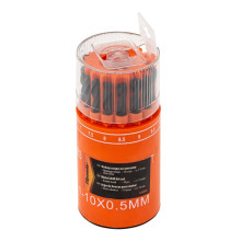 Набор сверл по металлу, 1-10 мм, (через 0.5 мм), HSS, 19 шт, в стакане, цилиндрический хвостовик