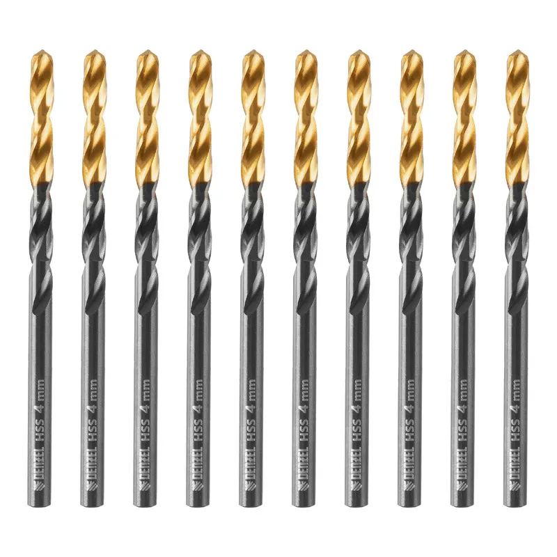 Сверло по металлу Denzel 4 мм, HSS-Tin, Golden Tip, 10 шт. Сверло по металлу Denzel 4 мм, HSS-Tin, Golden Tip, 10 шт.