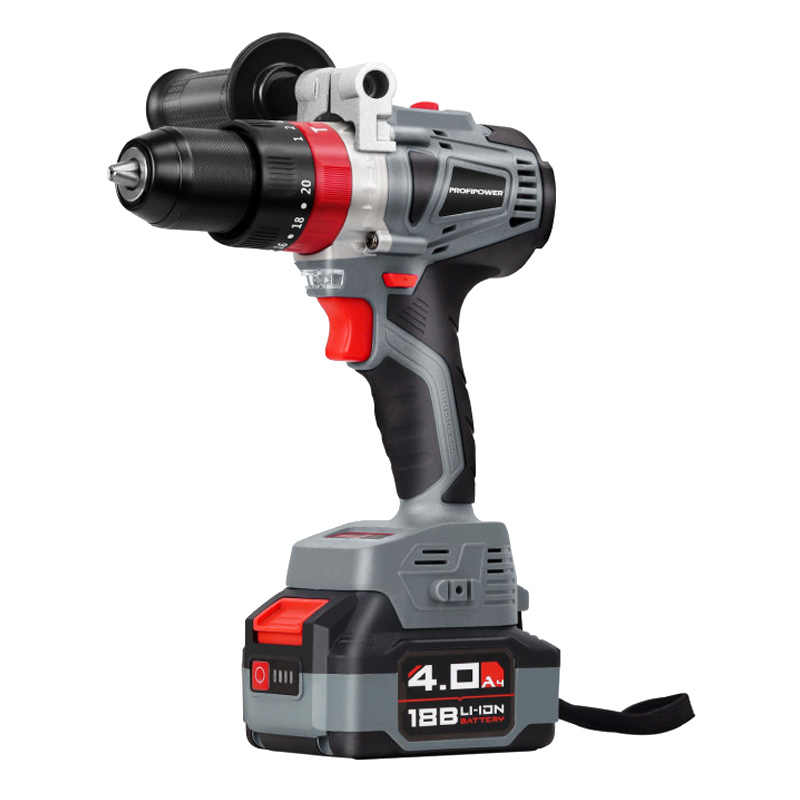 Дрель бесщеточная ударная ProfiPower MKDHP-18V (Li-ion-2шт, 4.0Ач, 80Нм, 2 скорости,магнитная бита)