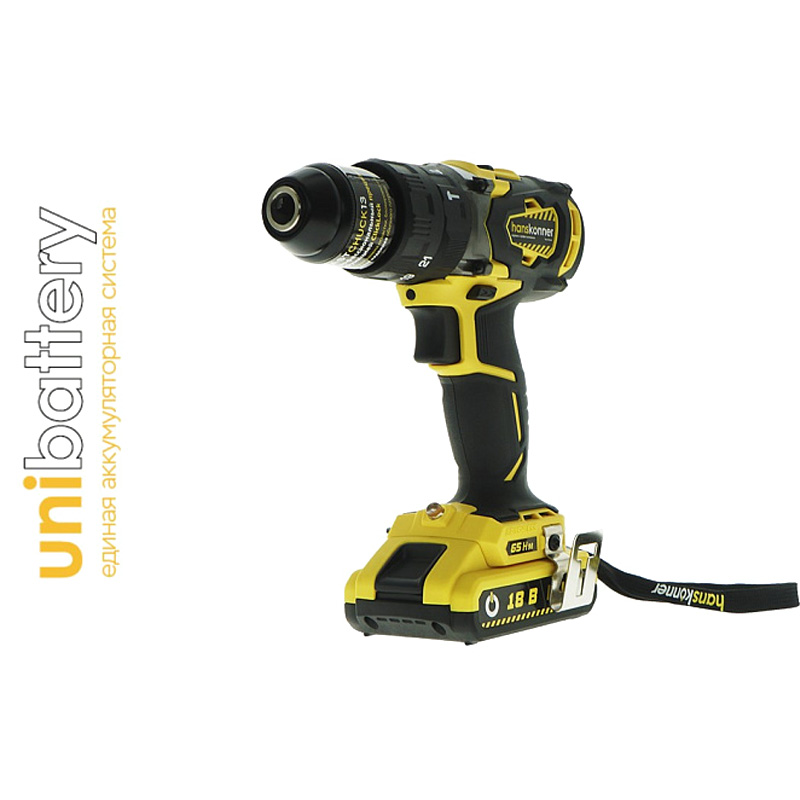 Аккумуляторный шуруповерт Hanskonner HCD1865BLI Unibattery Аккумуляторный шуруповерт Hanskonner HCD1865BLI Unibattery