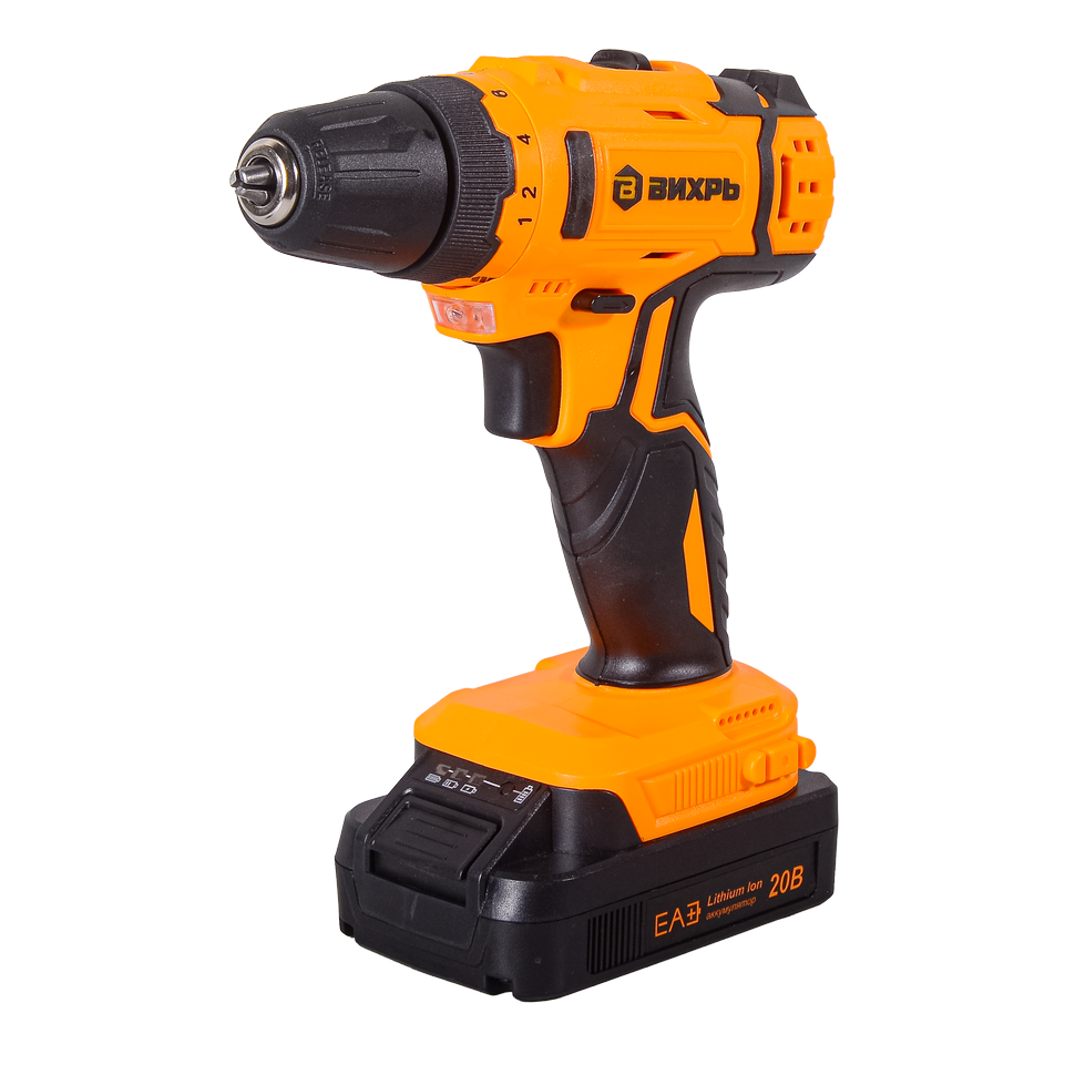 Дрель-шуруповерт аккумуляторная Вихрь ДА-20Л-2КА с набором оснастки 65 предметов Дрель-шуруповерт аккумуляторная Вихрь ДА-20Л-2КА с набором оснастки 65 предметов